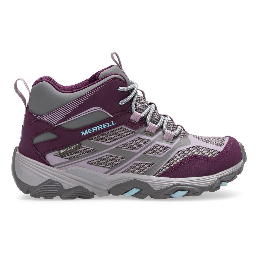 Basket Merrell Moab FST Mid Waterproof Grise/Violette Enfant | B.U.ROIM